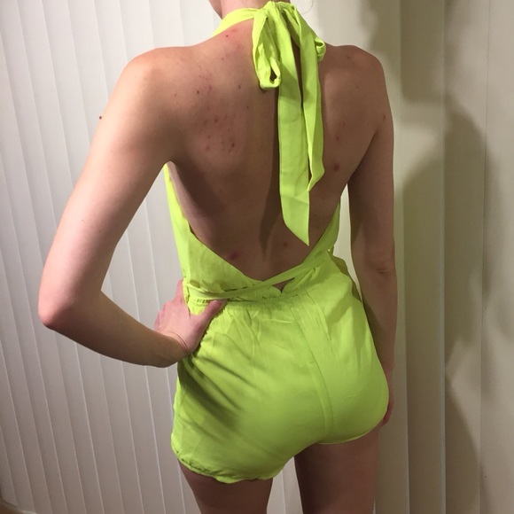 Women’s CALS Yellow Romper. Ties at neck. - Picture 7 of 7